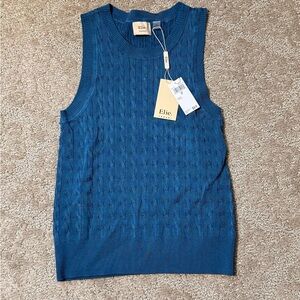 NWT Elie Tahari Blue Cable-Knit Sleeveless Tank Top